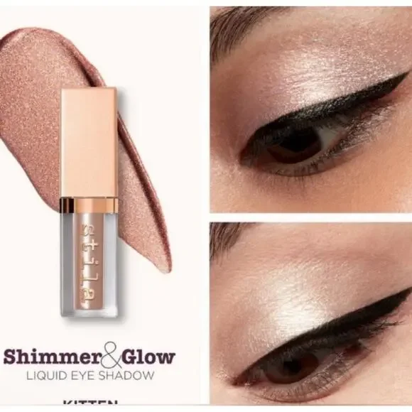 Set Of 2 Stila Shimmer & Glow Liquid Eye Shadow - Pigalle & Kitten -0.153 oz NIB - Picture 3 of 6